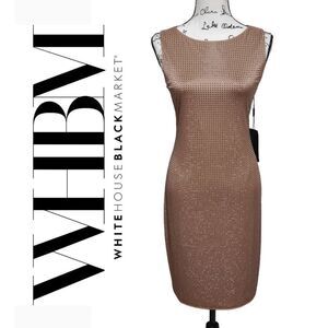 ✨ WHITE HOUSE BLACK MARKET Matte Jersey Heatset Studded Sheath Dress NWT SIZE M